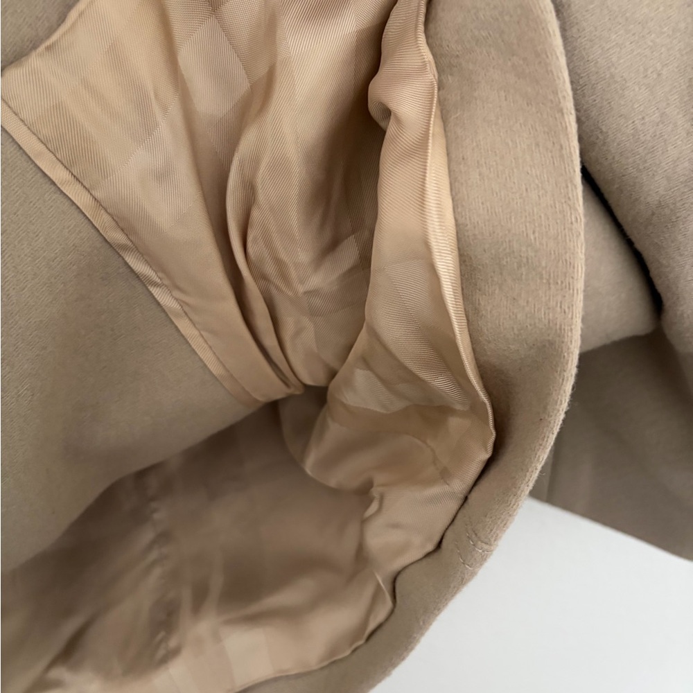 Burberry Peacoat Women 6 Beige Crop Waist Length Wool Cashmere 3/4 Sleeve *FLAWS - Picture 4 of 12